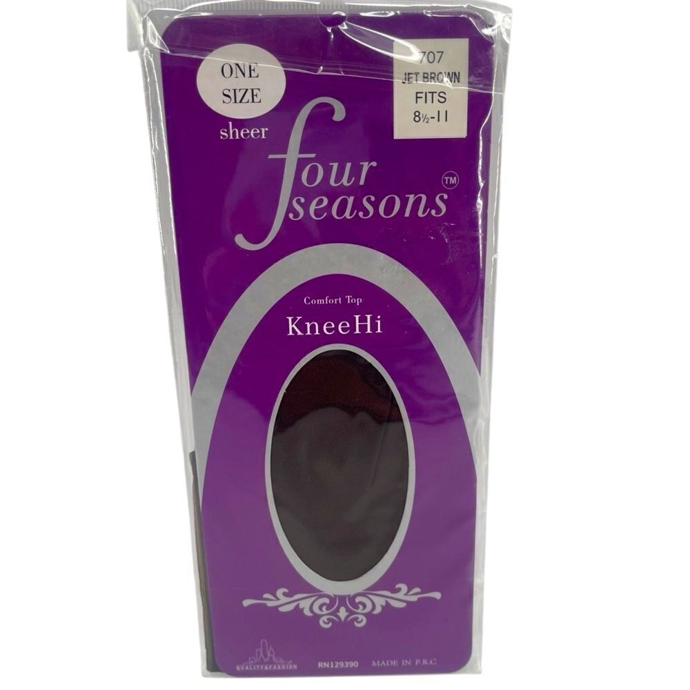 Four Seasons 707 Women’s Comfort Sheer Knee Highs 8.5-11 Black and Brown, NIP
